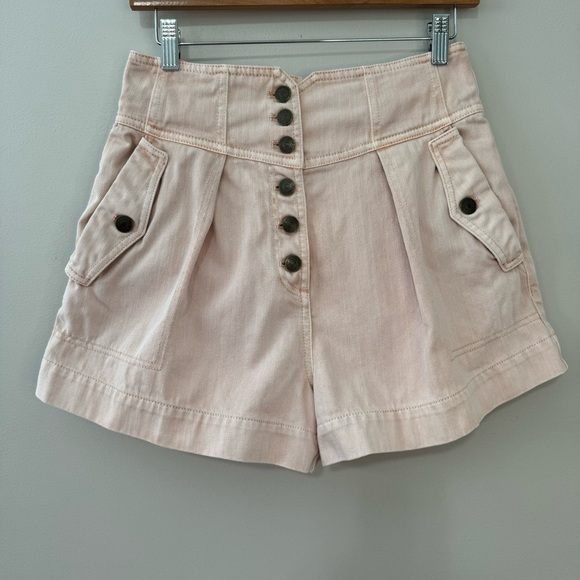 Ulla Johnson Alvin High Waist Denim Shorts Sweetbriar Pink Acid - Picture 2 of 13